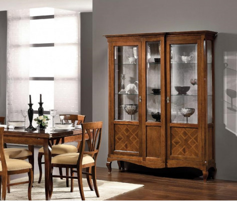 Vitrine Hout Luxe Kasten Klassieke Dressoir Kast Meubels Italiaans Bruin