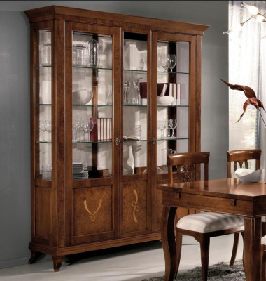 Vitrine Woonkamer meubels dressoir Massief houten vitrinekasten glazen kast echt hout.