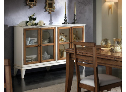 Vitrine dressoir Retro stijl Woonkamerkast Commode Collectie Vitrinekasten Nieuw