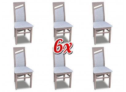 Eetkamerstoel met stoffen bekleding en houten structuur, set van 6 massief houten stoelen voor eetkamer of horeca.