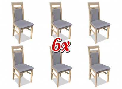 Set van 6 houten eetkamerstoelen met bekleding, textielset met armleuning.