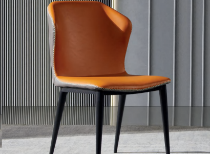 Zwart-oranje eetkamerstoel ontwerper stoelen moderne fauteuils nieuw