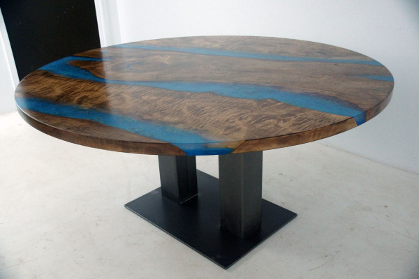 Ronde eettafel River Table Echt hout Riviertafel 150 cm Tafels Epoxyhars