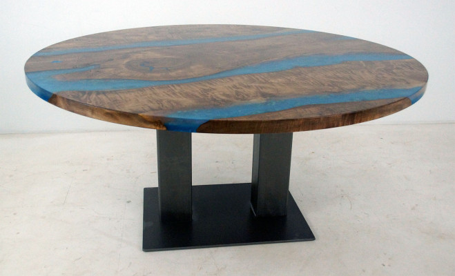 Ronde eettafel River Table Echt hout Riviertafel 150 cm Tafels Epoxyhars