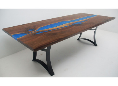 Eettafel Blue River Table Echt Hout 220x90 Tafels Epoxyhars Nieuw