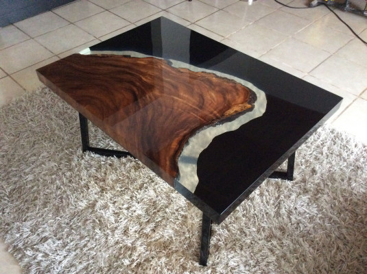 Salontafel River Table Epoxyhars Massieve Tafels 70x40 Riviertafel