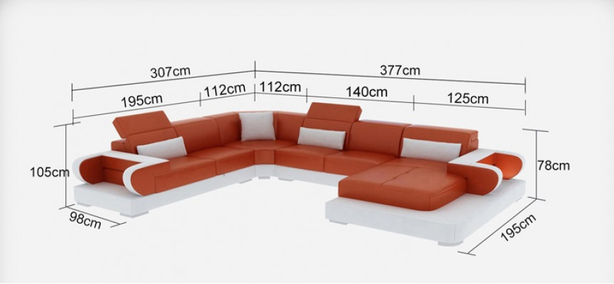 Bank Leren Hoekbank Woonlandschap Set Ontwerp Modern Sofa U-Vorm G8002 + Tafel