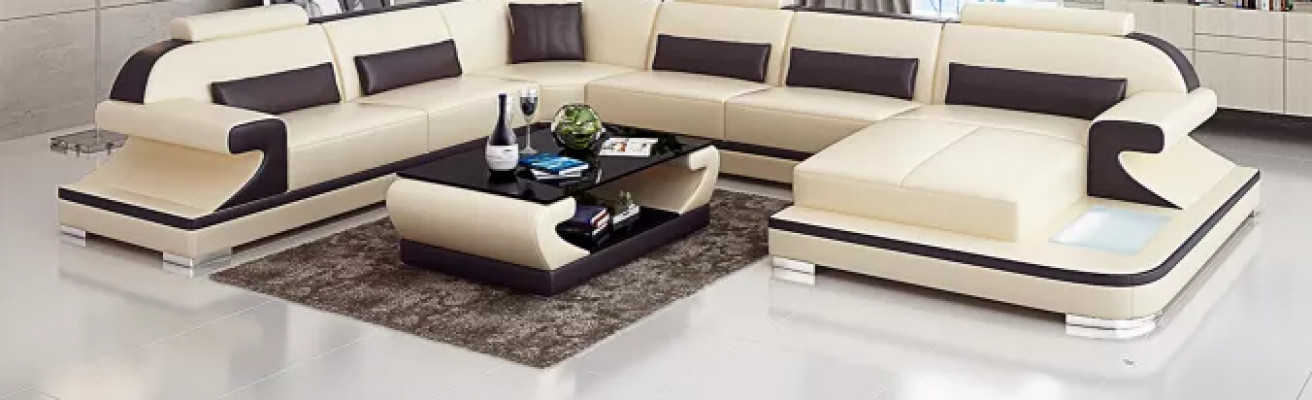 Woonlandschap L-vormige hoekbank Modern sofa Leren hoekbank Soffa Garnituur bekleding Couches