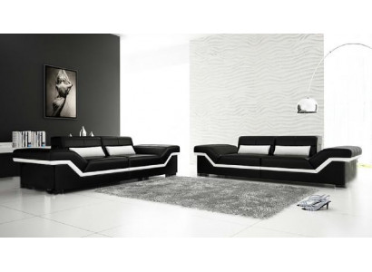 Leren bank met USB op maat Sofa 3 + 3 zits designbank gestoffeerd lederen salon