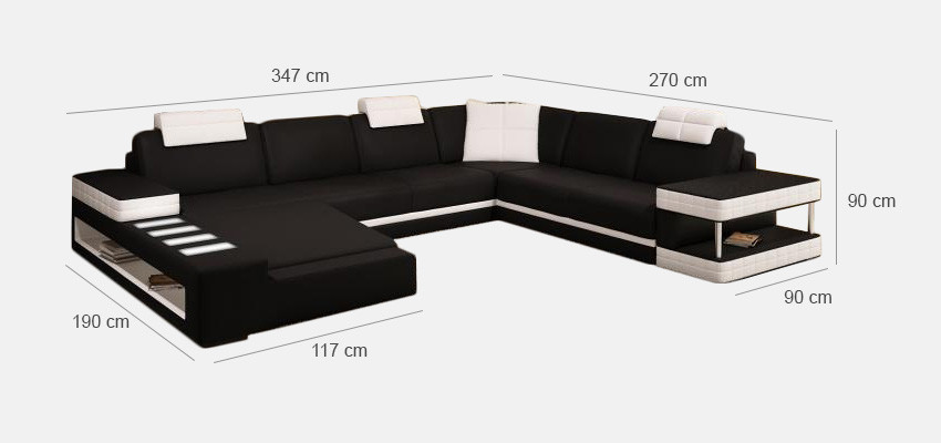 XXL Woonlandschap U-vorm Leren bank Beklede hoekbank Bank Leder Textiel USB  XXL Woongebied U-vorm Leren bank Gestoffeerde hoekbank Bank Leer Textiel USB