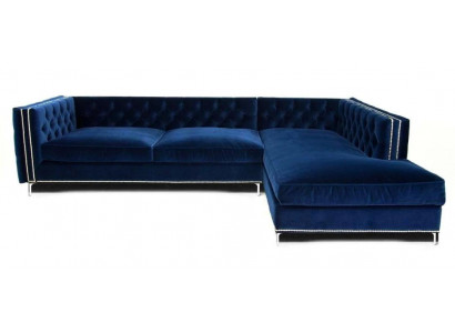 Hoekbank Blauw Woonlandschap XXL Meubelontwerp Bank Hoekopstelling Bekleding Groot Chesterfield.