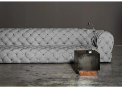 Grijze Chesterfield woonkamer modern design banken sofa meubilair stof groot XXL nieuw