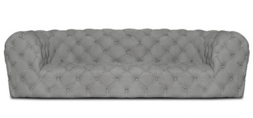 Grijze Chesterfield woonkamer modern design banken sofa meubilair stof groot XXL nieuw