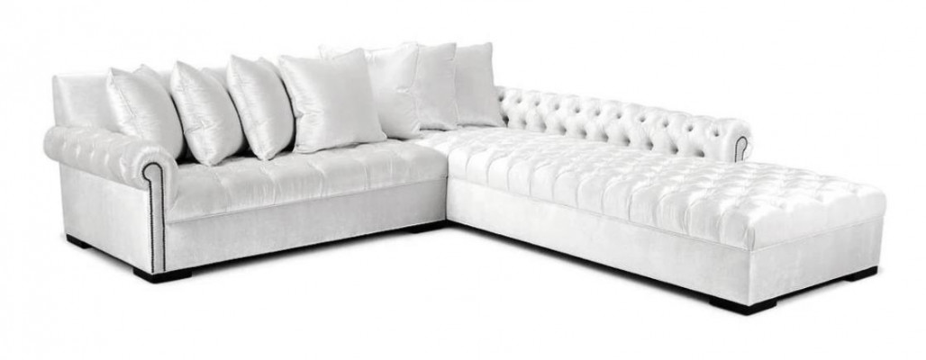 Witte hoekbank bank stof Chesterfield design bankstellen gestoffeerde banken luxe meubels.