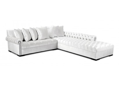 Witte hoekbank bank stof Chesterfield design bankstellen gestoffeerde banken luxe meubels.