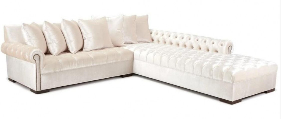 Witte hoekbank bank stof Chesterfield design bankstellen gestoffeerde banken luxe meubels.