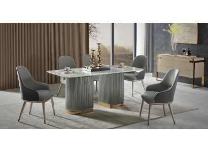 Design Set 6x Stoel Armstoel Gewatteerde Stoelen Horeca Eetkamer Leer Nieuwe Fauteuil