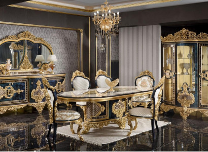 Zwart-gouden eetkamerset eettafel houten meubels eettafel 5-delig nieuw.