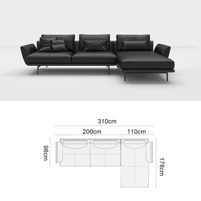 Bank L-vormige lederen bank woonlandschap set ontwerp hoekbank modern sofa