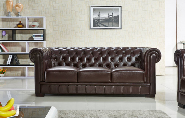 Dries zits bank bekleding ontwerp sofa moderne 3-zits banken chesterfield bruin