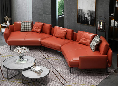 Woonlandschap set Ontwerp Modern Sofa Hoekbank Sofa U-vorm Leren Bank Couch