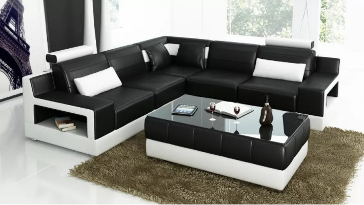 Woonkamer lederen xxl bank landschap sofa moderne designer hoekkussen