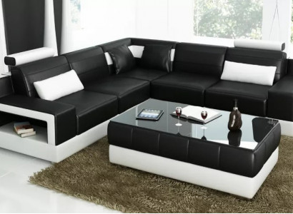 Woonkamer lederen xxl bank landschap sofa moderne designer hoekkussen