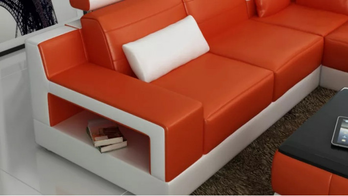 Woonkamer lederen xxl bank landschap sofa moderne designer hoekkussen