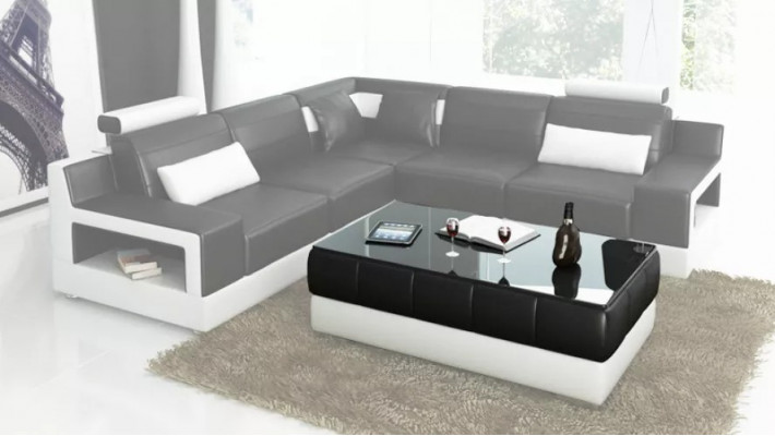 Woonkamer lederen xxl bank landschap sofa moderne designer hoekkussen