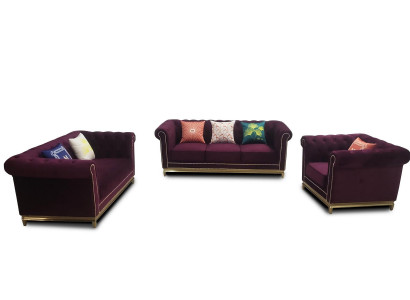 Zithoek 3+2+1 zits meubels gestoffeerd textiel-leder modern Chesterfield ontwerp.