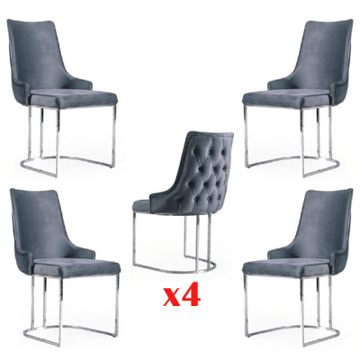 Garnituur 4x stoelen Modern gestoffeerd design Stoelgroep Houten eetstoel