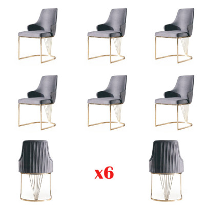 Groep 6x stoelen fauteuil leuning stof hotel textiel nieuwe set stoelen sets