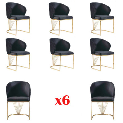 Set 6x Stoel Stoelen Fauteuils Eetkamer Set Hout Modern Groep Meubels