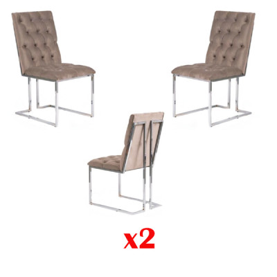 Eetkamerstoelen Textiel Set 2x Stoel Designer Hout Stof Bekleding Rugleuning