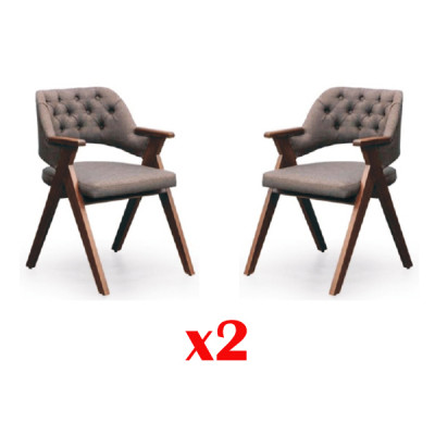 Ontwerp fauteuil bekleding set 2x stoel hout horeca eetkamer Chesterfield