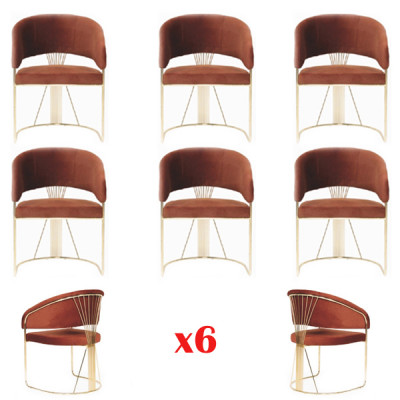 Ontwerp Gestoffeerde Stoel 6 Stoelen Groep Set Fauteuil Lounge Set Luxe