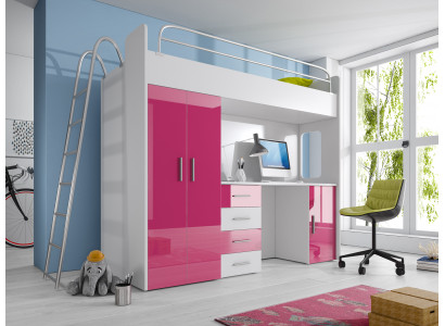 Exquise stapelbed + bureau + kledingkast modern design voor uw baby gemaakt van hout.