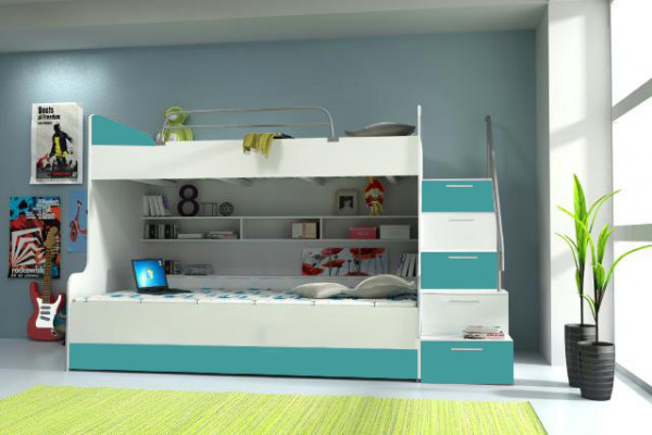 Modern stapelbed in turquoise moderne stijl voor uw kinderkamer