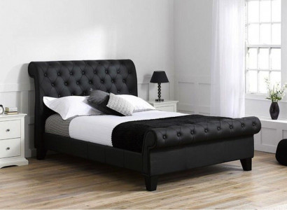 Zwarte Chesterfield Hotel Tweepersoonsbed Slaapkamer Meubels Luxebekleding