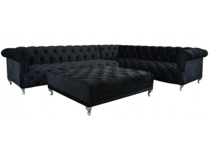 Hoekbank Chesterfield Design Bank Bekleding Hoekbank + Voetenbank Hoekbank