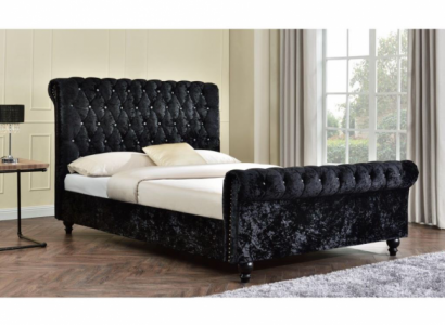 Zwart bed Chesterfield gestoffeerde bedden slaapkamer XXL Big 140x200