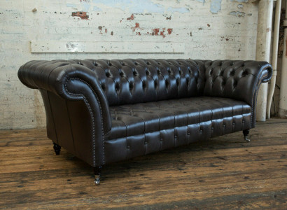 Zwarte moderne Chesterfield driezits luxueuze bankstel