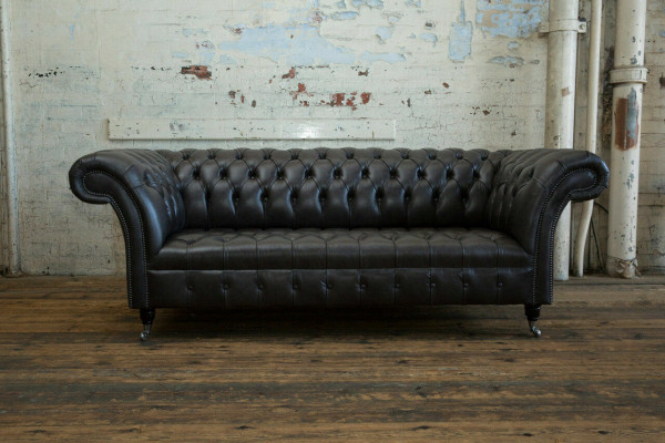 Zwarte moderne Chesterfield driezits luxueuze bankstel