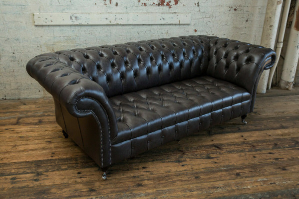 Zwarte moderne Chesterfield driezits luxueuze bankstel