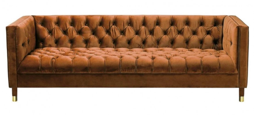 Oranje Sofa Chesterfield Bank Textiel Stof Bankstellen Luxe Meubels 4-Zits