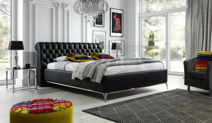 Zwart Chesterfield luxe tweepersoonsbed designer slaapkamer meubels