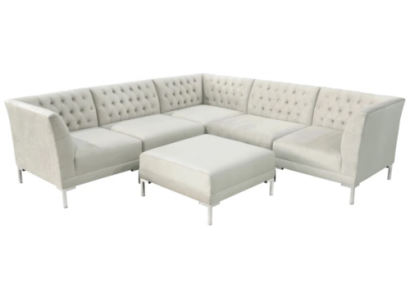 hoekbank beige champagne witte chesterfield bank textiel luxe meubels hoekbank