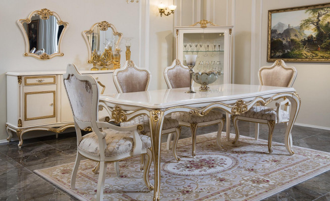 Eetkamer eettafel stoel set groep meubilair tafel meubilair luxe 5-delige.