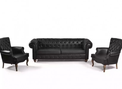 Zwarte Chesterfield bankstel Complete kantoorinrichting Moderne meubels