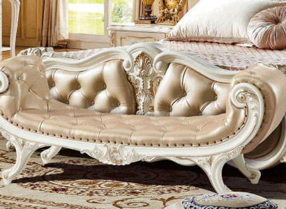 Bank Slaapkamer Chaise longue Krukje Ottomaan Chesterfield Leer Nieuw